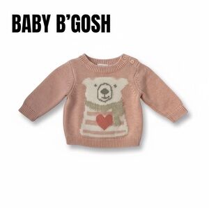 030 Baby B'Gosh Pink Bear Sweater 0-3 Months